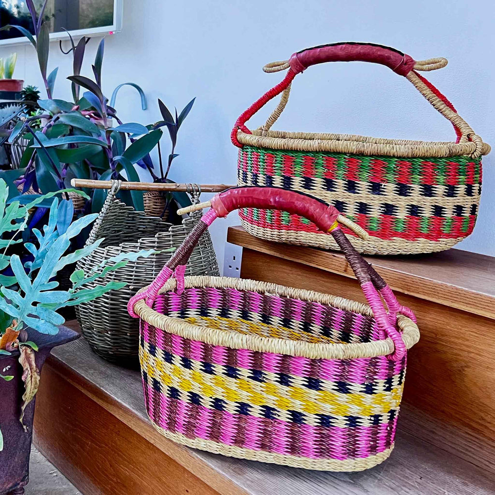 Orange and Green Oblong Basket - Small - Lorima