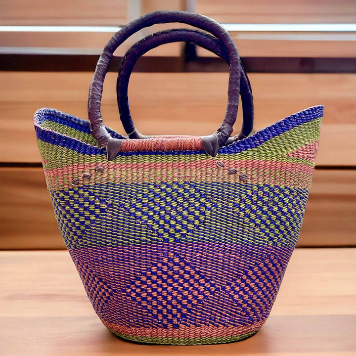 Large Ghanaian Basket on Wooden Countertop