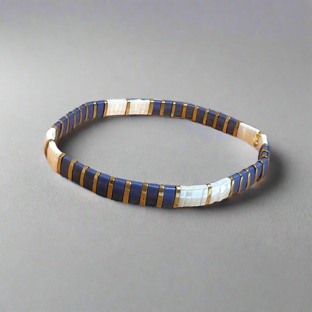 Tila Bead Bracelet - Blue and White