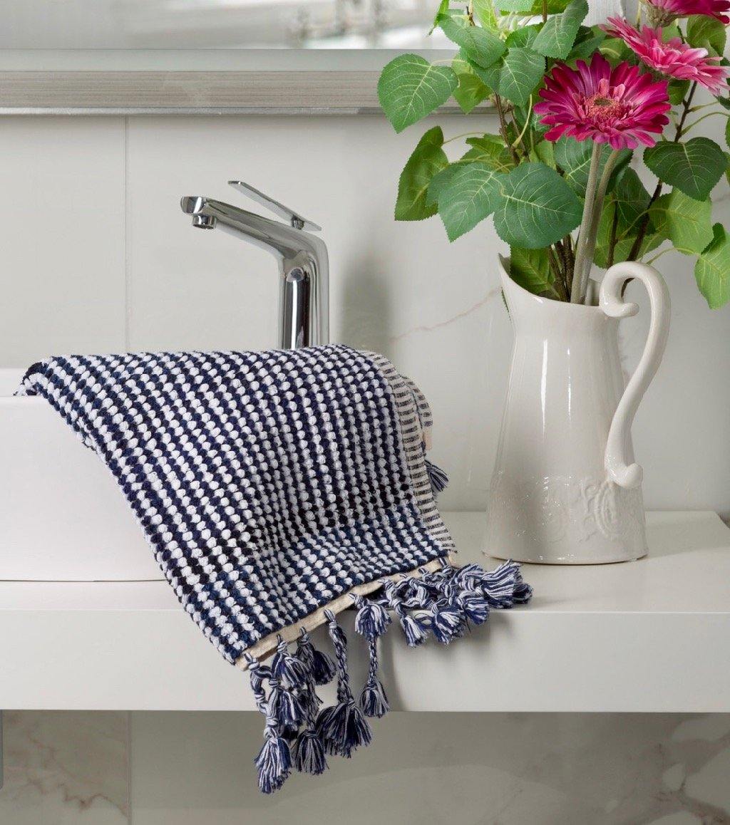 Illusion - Navy And White Organic Bath Towel Limited Edition Colours
