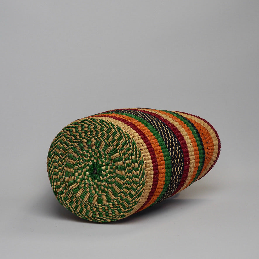 Base of small shopper basket in colourful design 