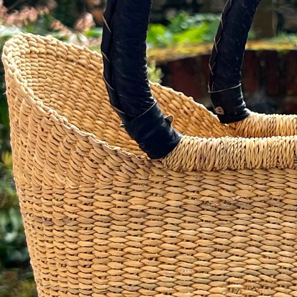 Close Up of Basket and Black Leather Handles