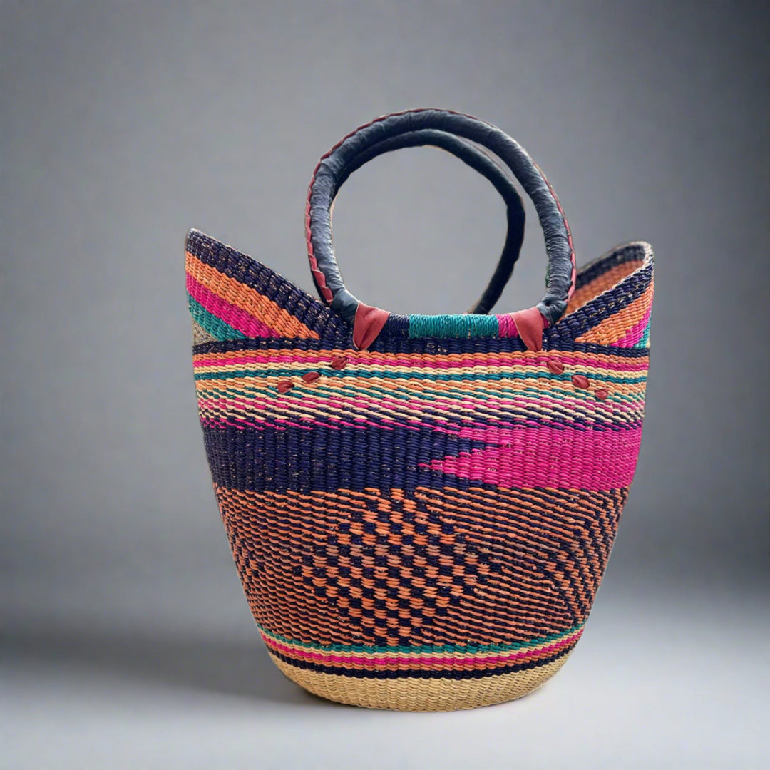 Studio Shot of Vivid Colour Grass Basket