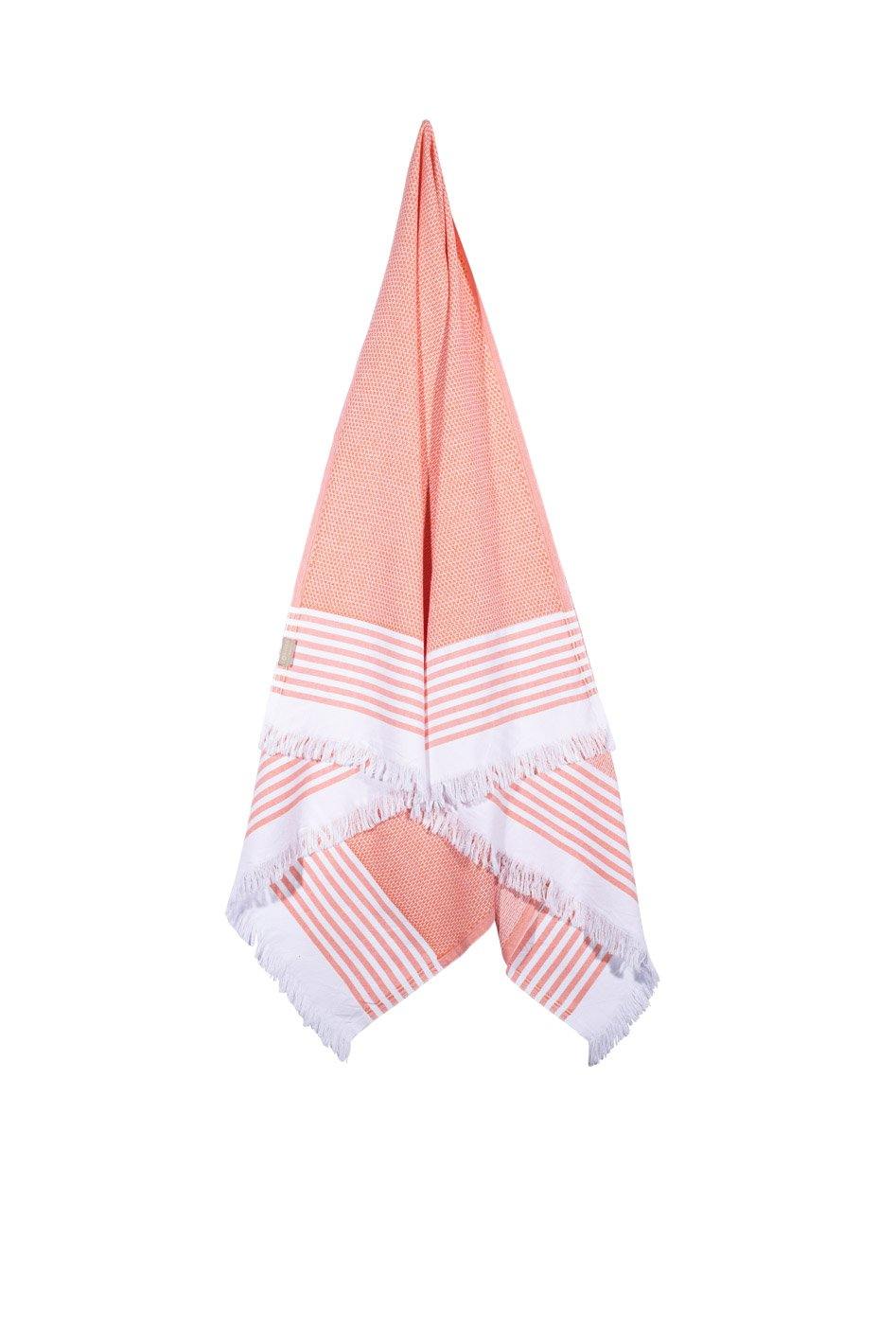 Coast - Coral and White Striped Hanging Towel