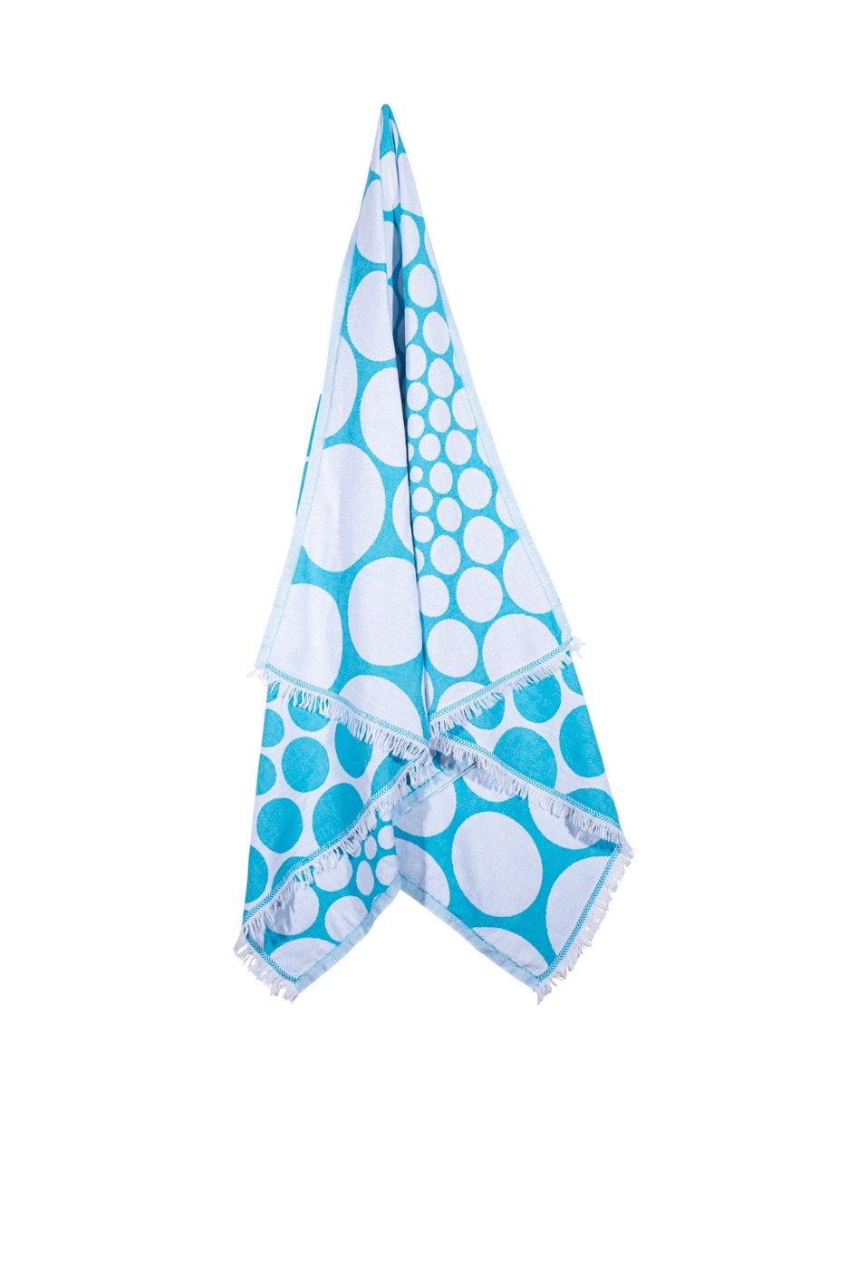 Bubbles - Spotty Turquoise Design Hanging Up