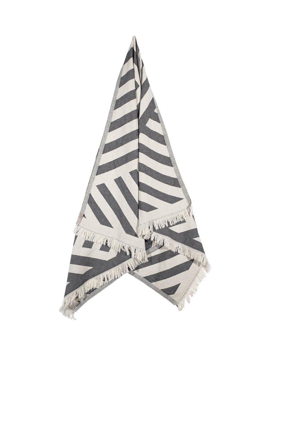 Grey Striped Quick Drying Travel Towel