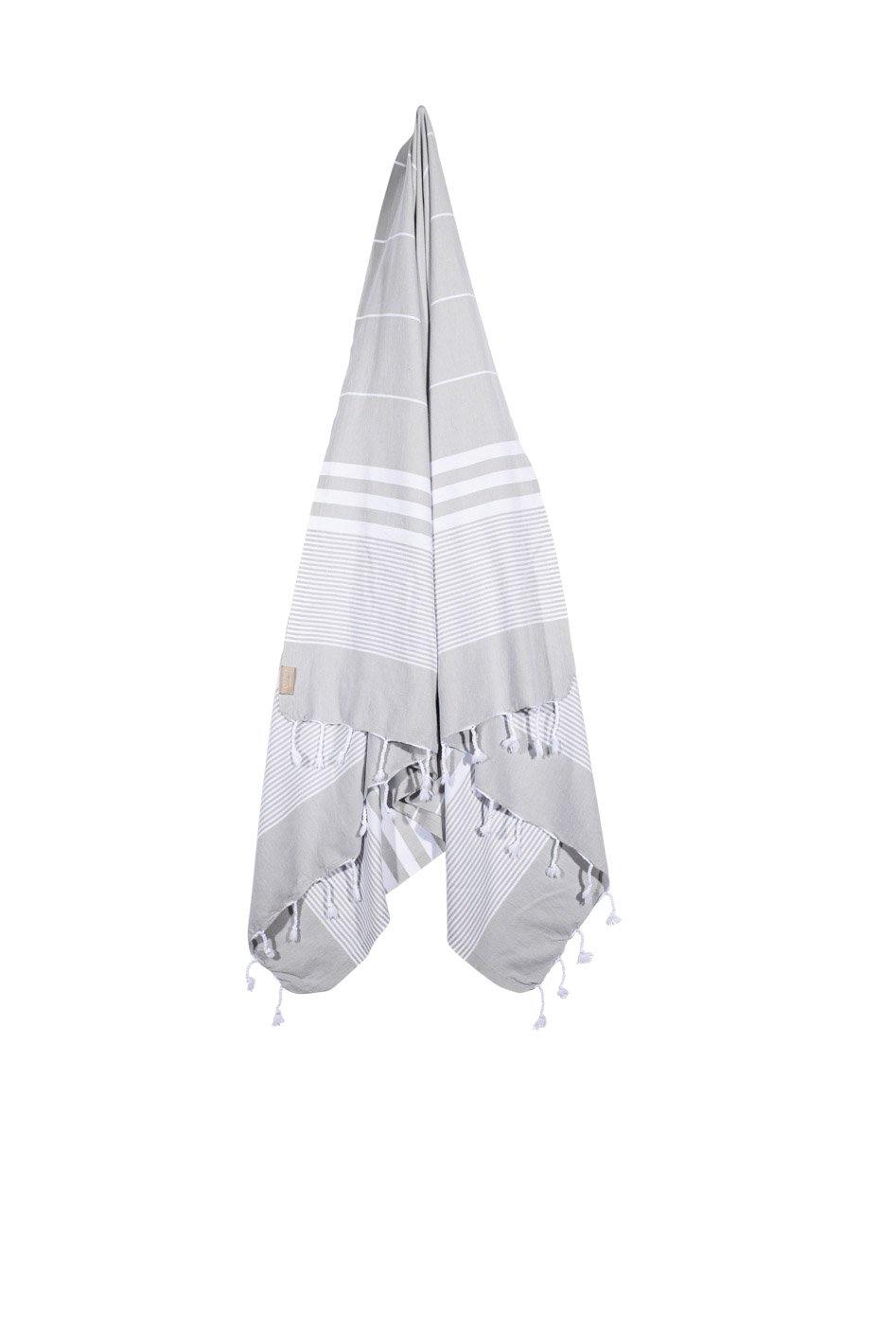 Kali - Grey and White Striped Quick Drying Towel Hanging