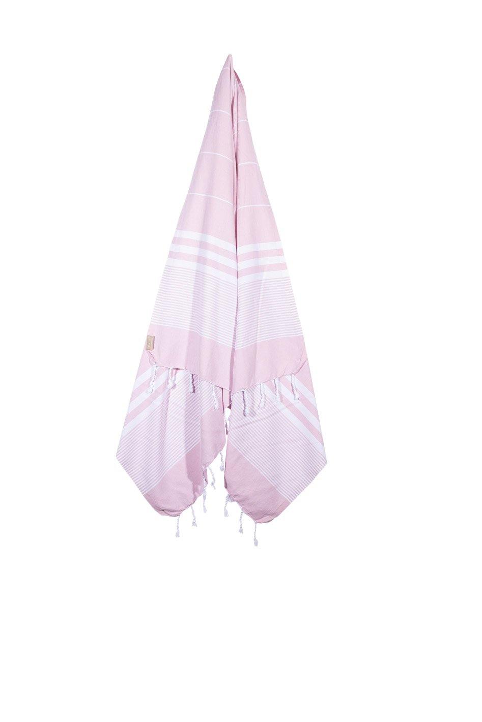 Kali - Pink and White Striped Quick Drying Towel Full Length