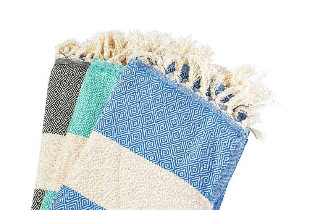 Diamond - Black, Green and Blue Folded Towel