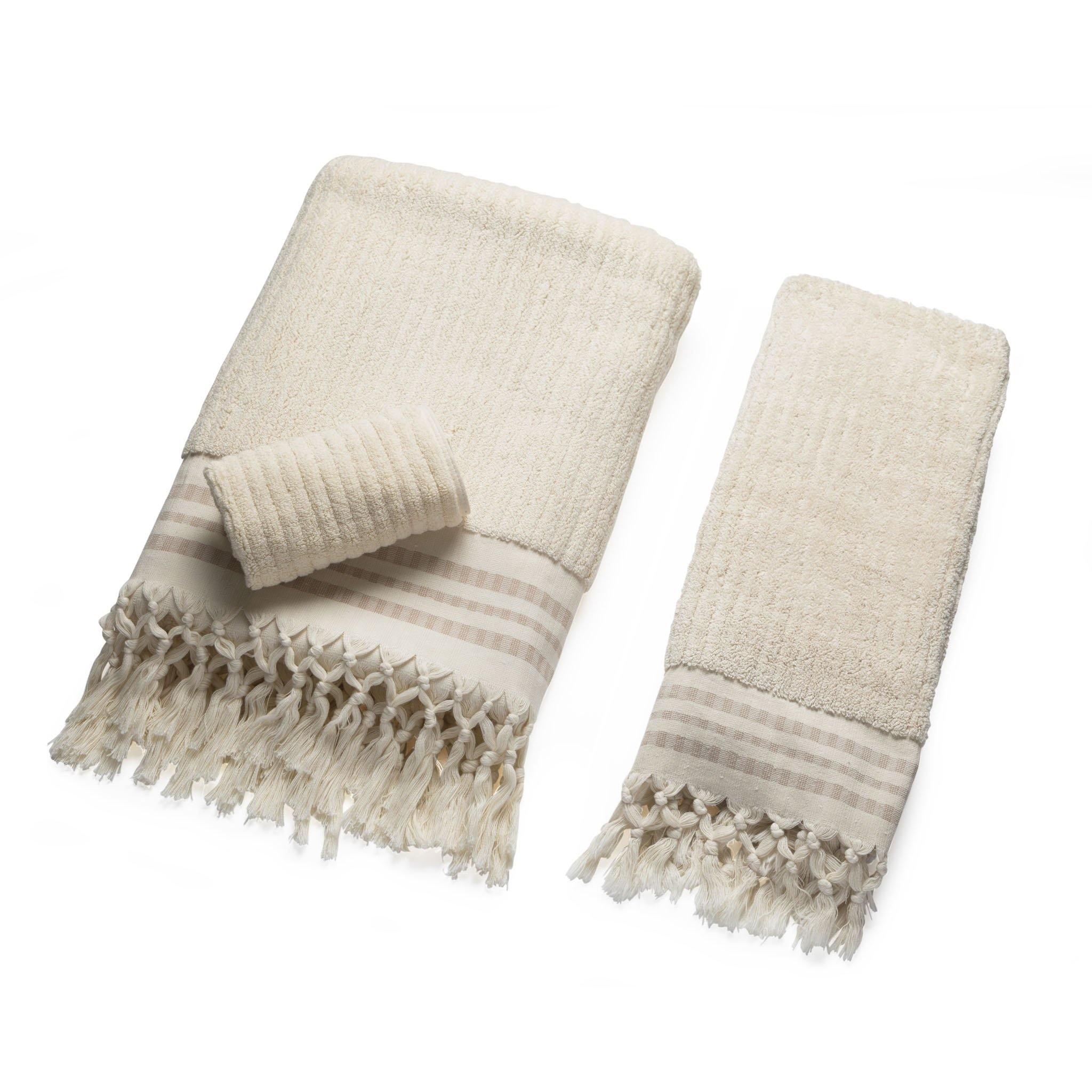 Classic Stripe - Ecru Organic Cotton Towel Collection